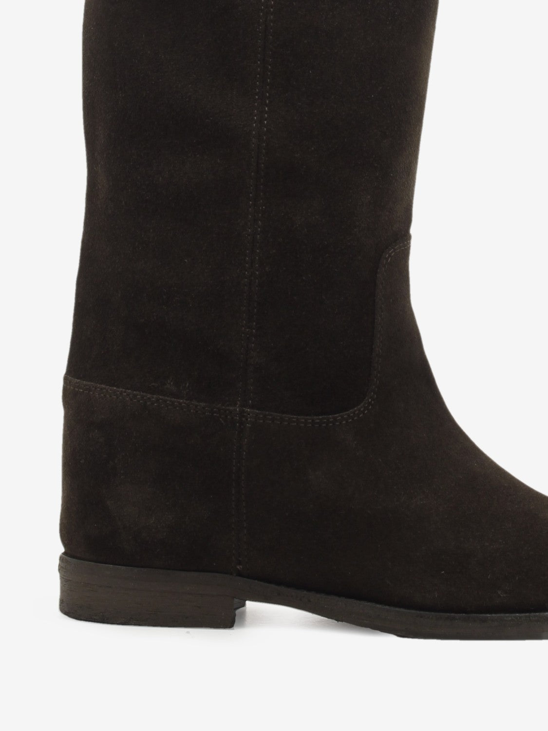 Velour Boots with Side Slit, Dark Brown