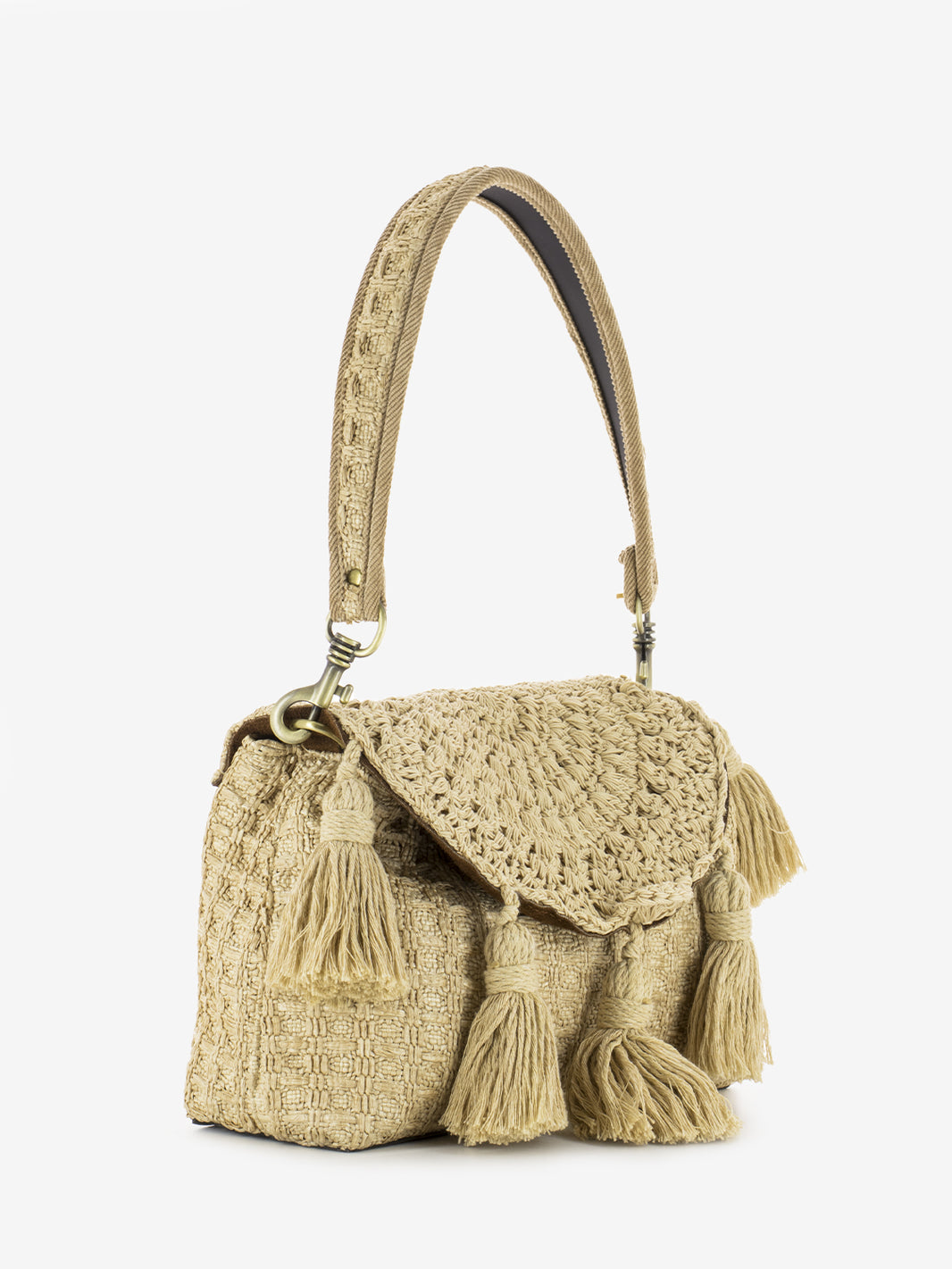 Borsa a spalla Isla cotton beige
