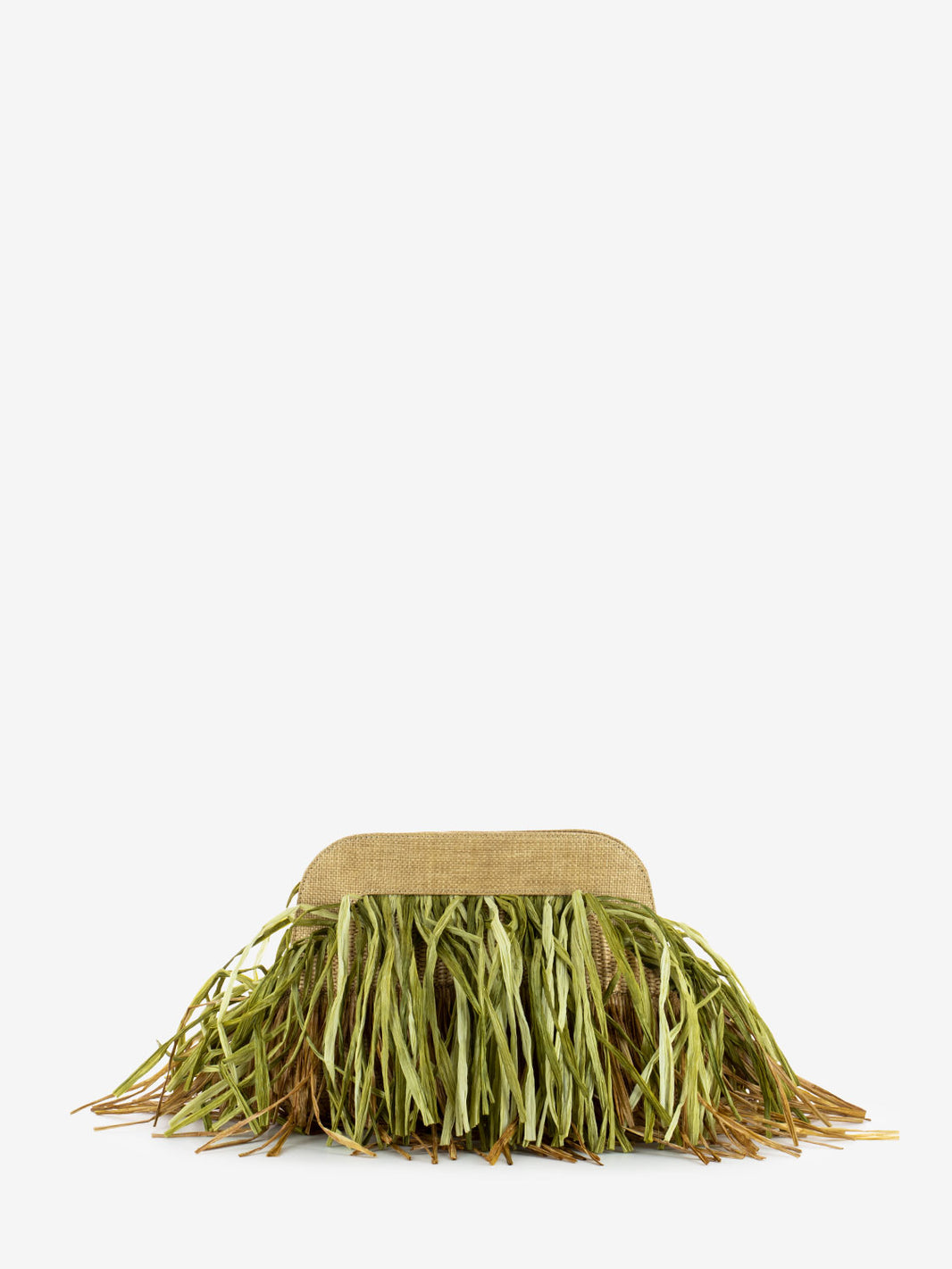 Borsa con frange Jasmine verde / naturale