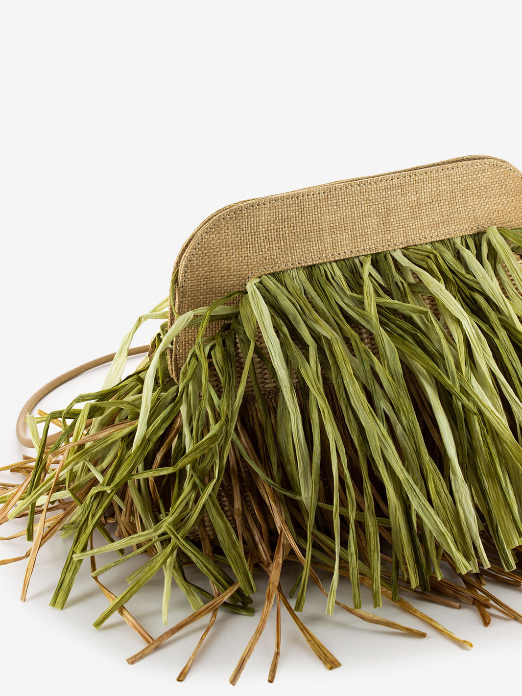 Borsa con frange Jasmine verde / naturale