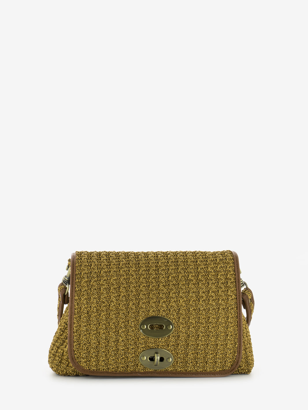 Goa crochet bag with brown shoulder strap