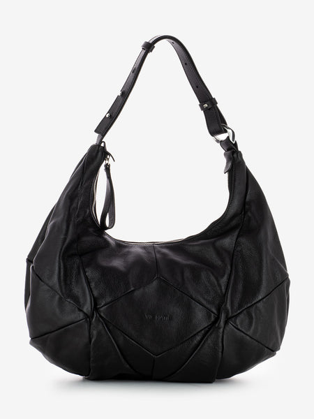 Borsa a spalla in pelle fiore black