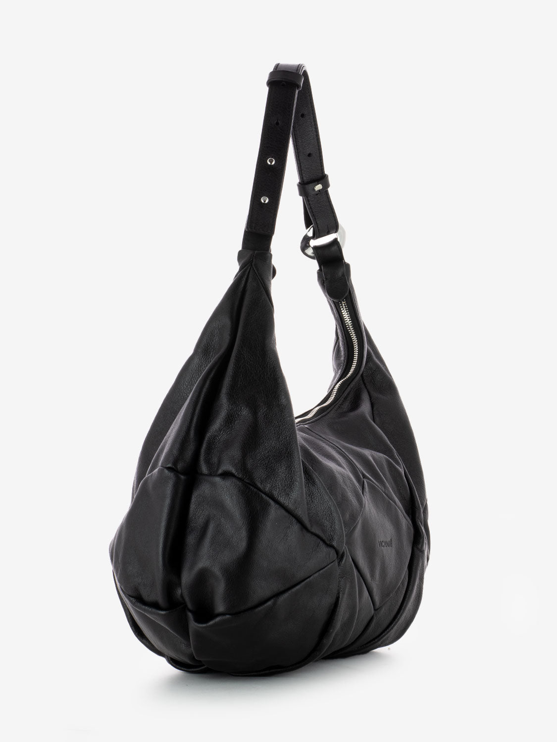 Borsa a spalla in pelle fiore black