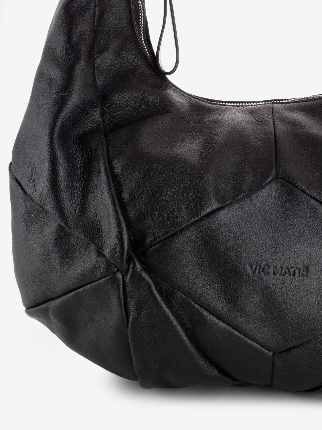 Borsa a spalla in pelle fiore black