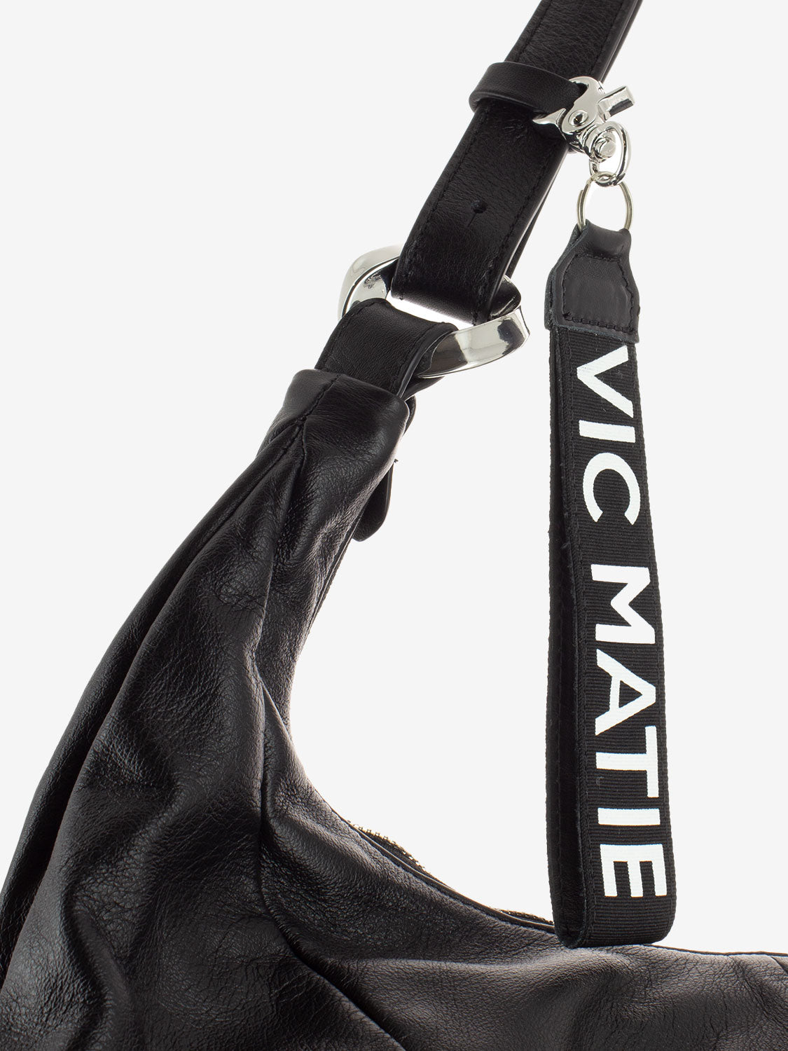 Borsa a spalla in pelle fiore black