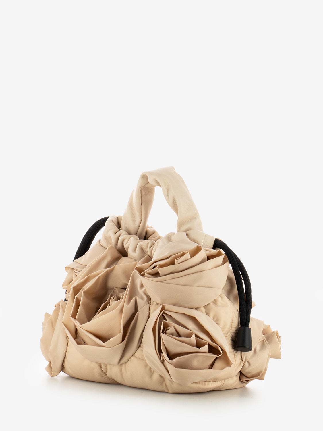 Roses draped bag in nylon and powder leather