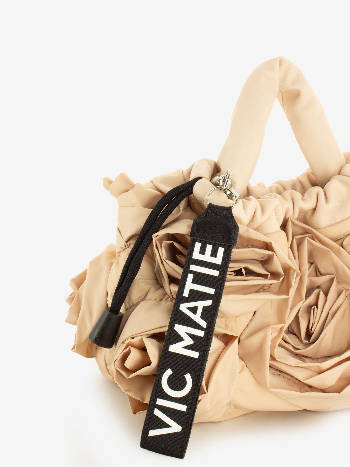 Roses draped bag in nylon and powder leather