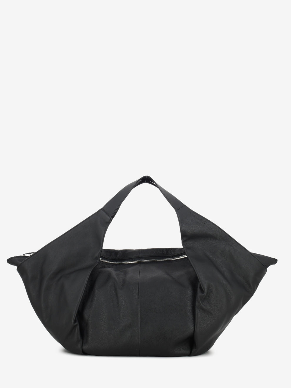 Black leather sauvage bag