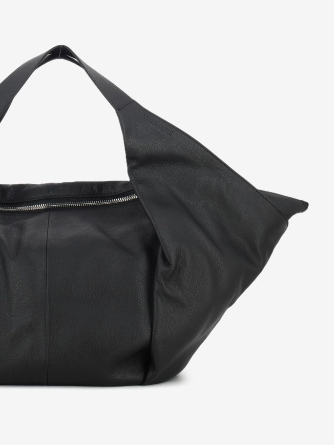 Black leather sauvage bag