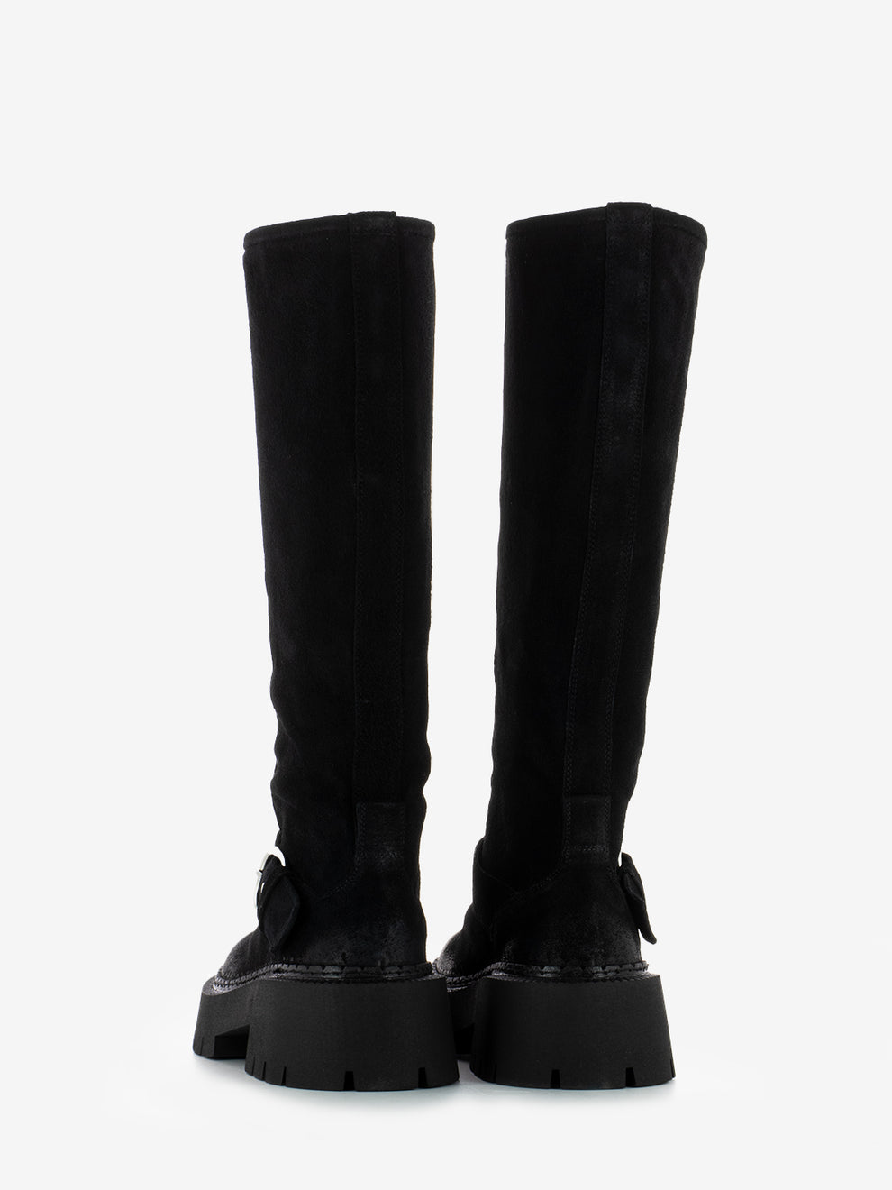Black suede tank boots