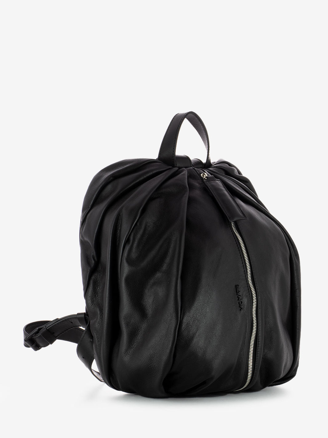 Zaino con zip centrale in pelle nero
