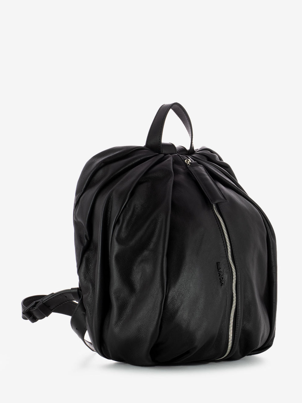 Zaino con zip centrale in pelle nero