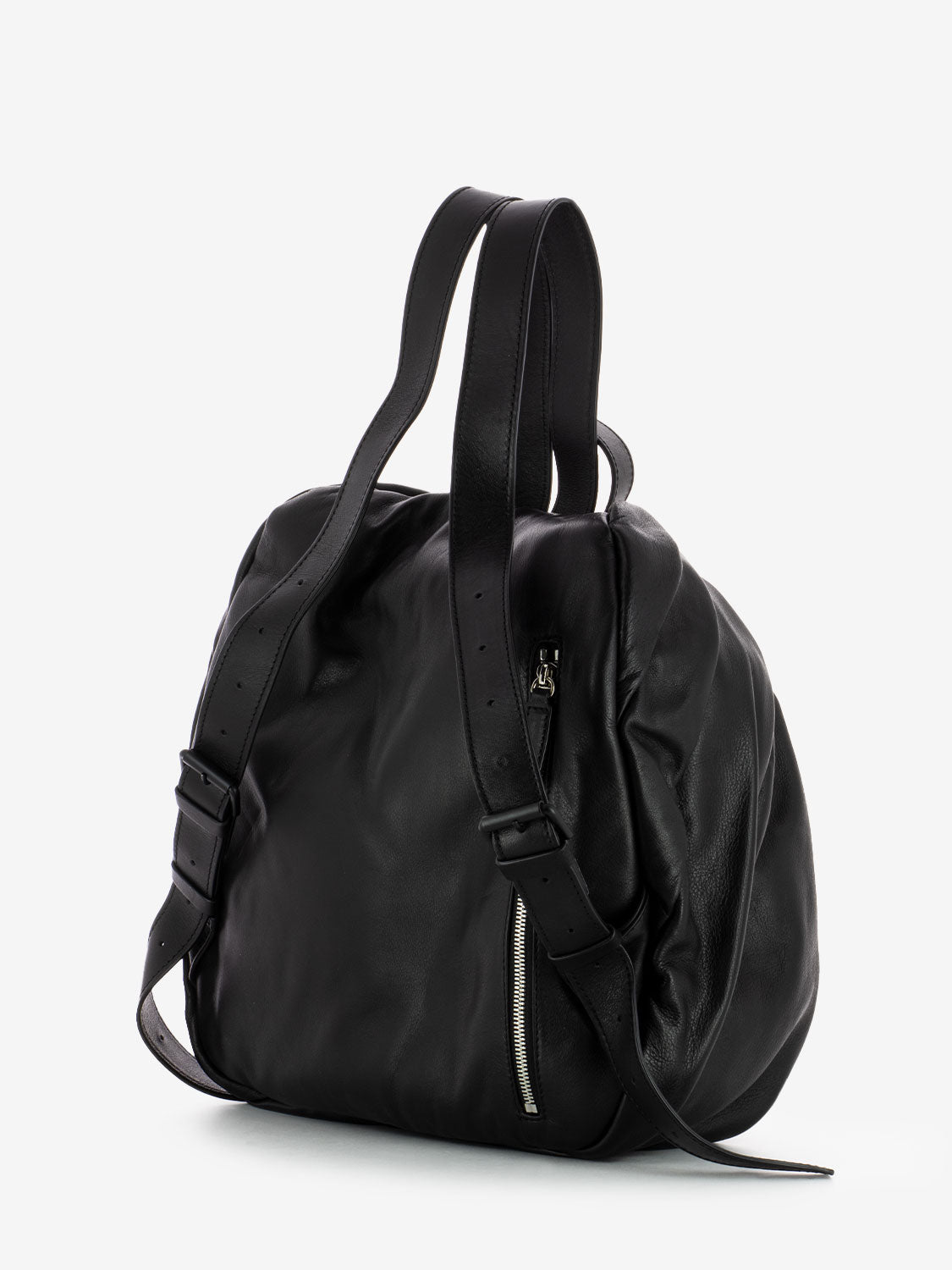 Zaino con zip centrale in pelle nero