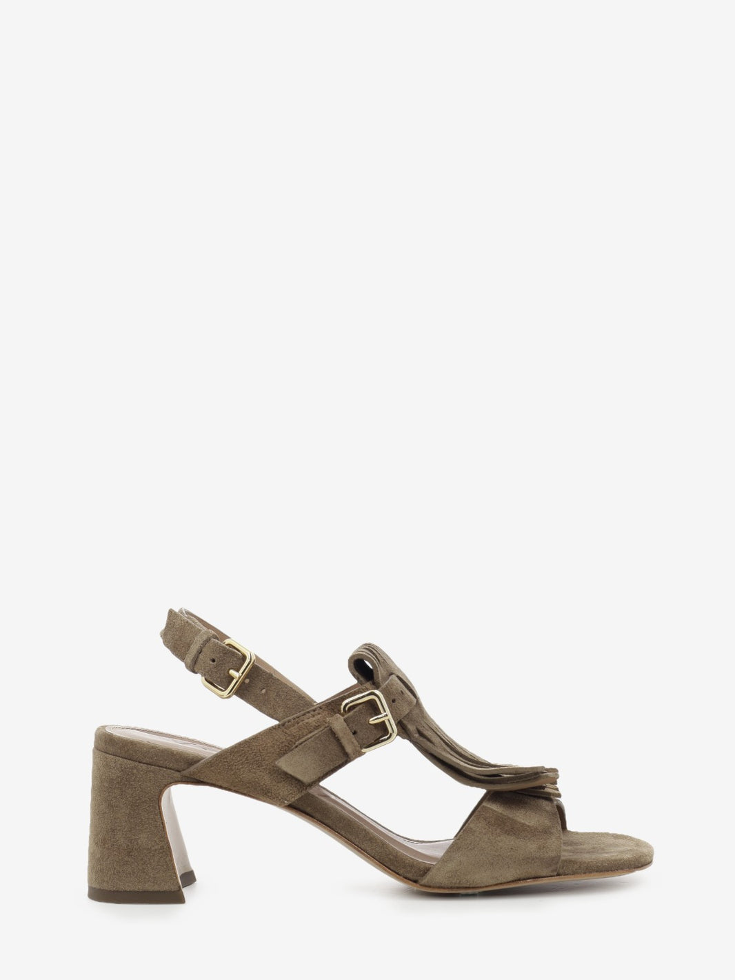 Brown suede sandal with fringes