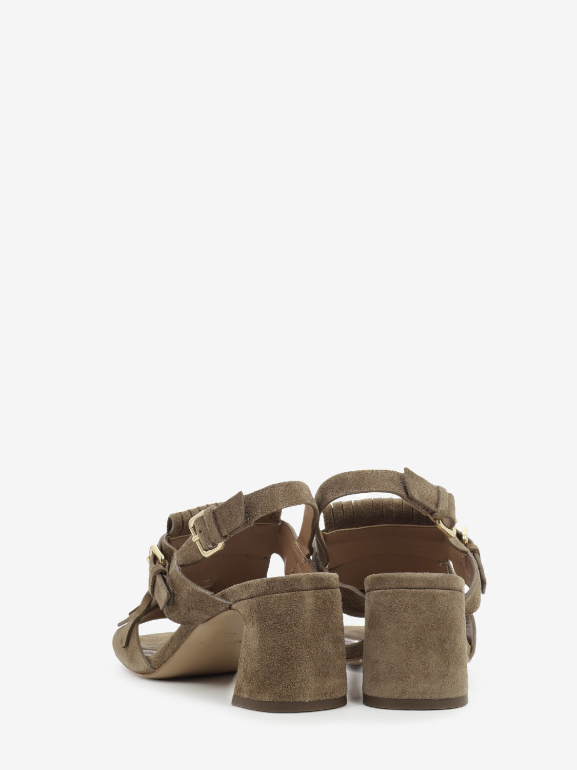 Sandalo in suede con frange marrone