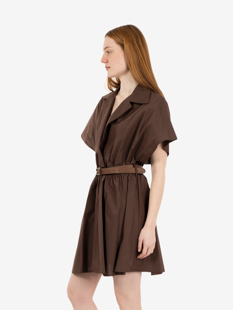 Short dress with brown belt