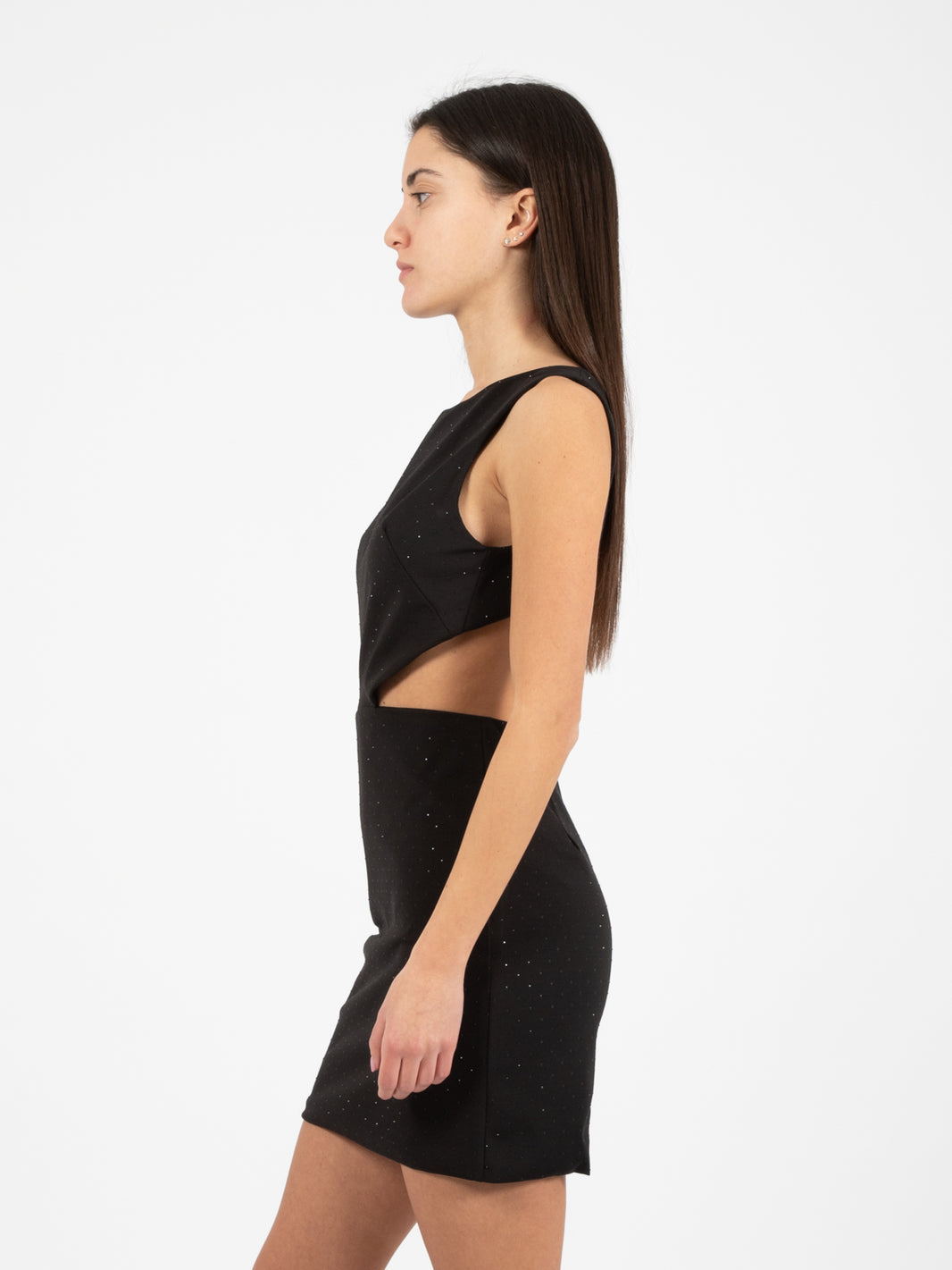 Abito corto con strass nero