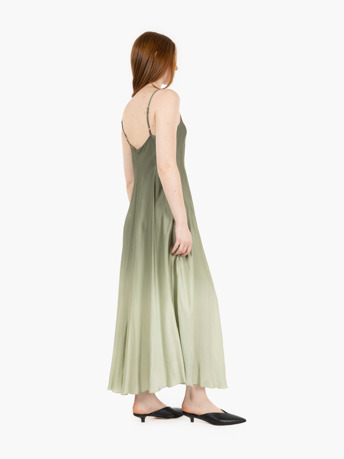 Green degradé satin dress