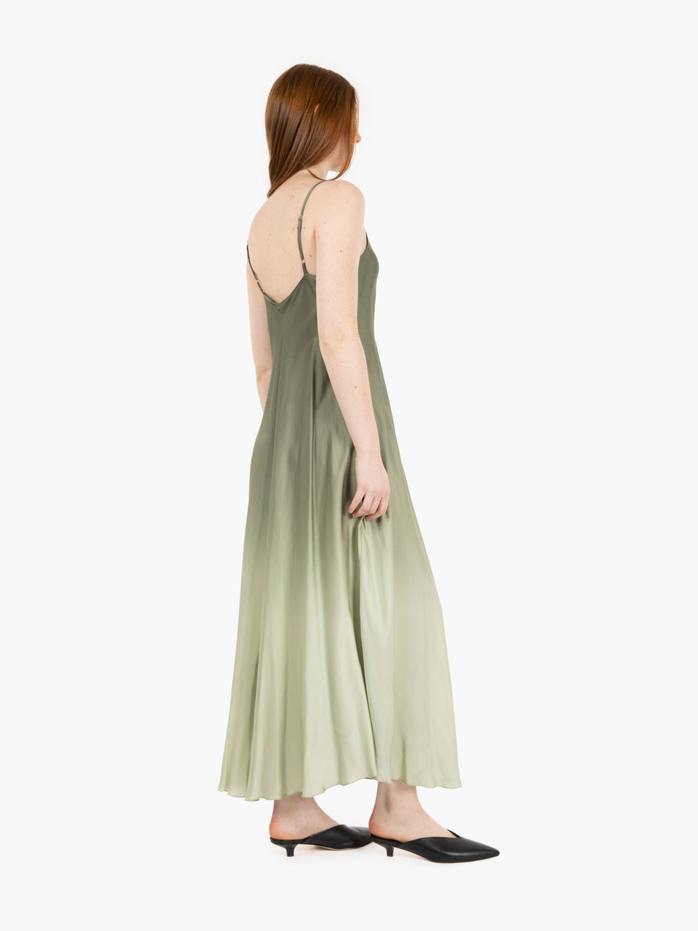 Green degradé satin dress