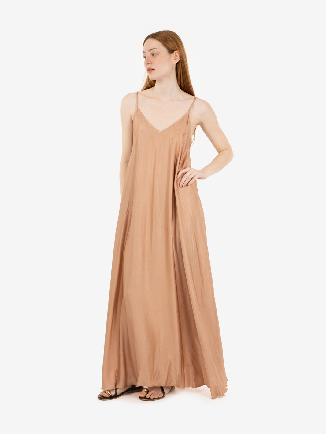 Long blush satin dress