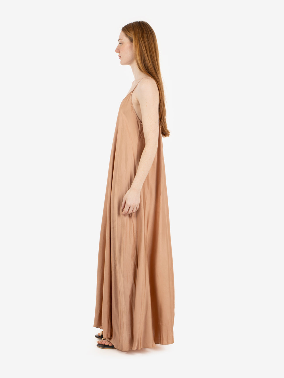 Long blush satin dress