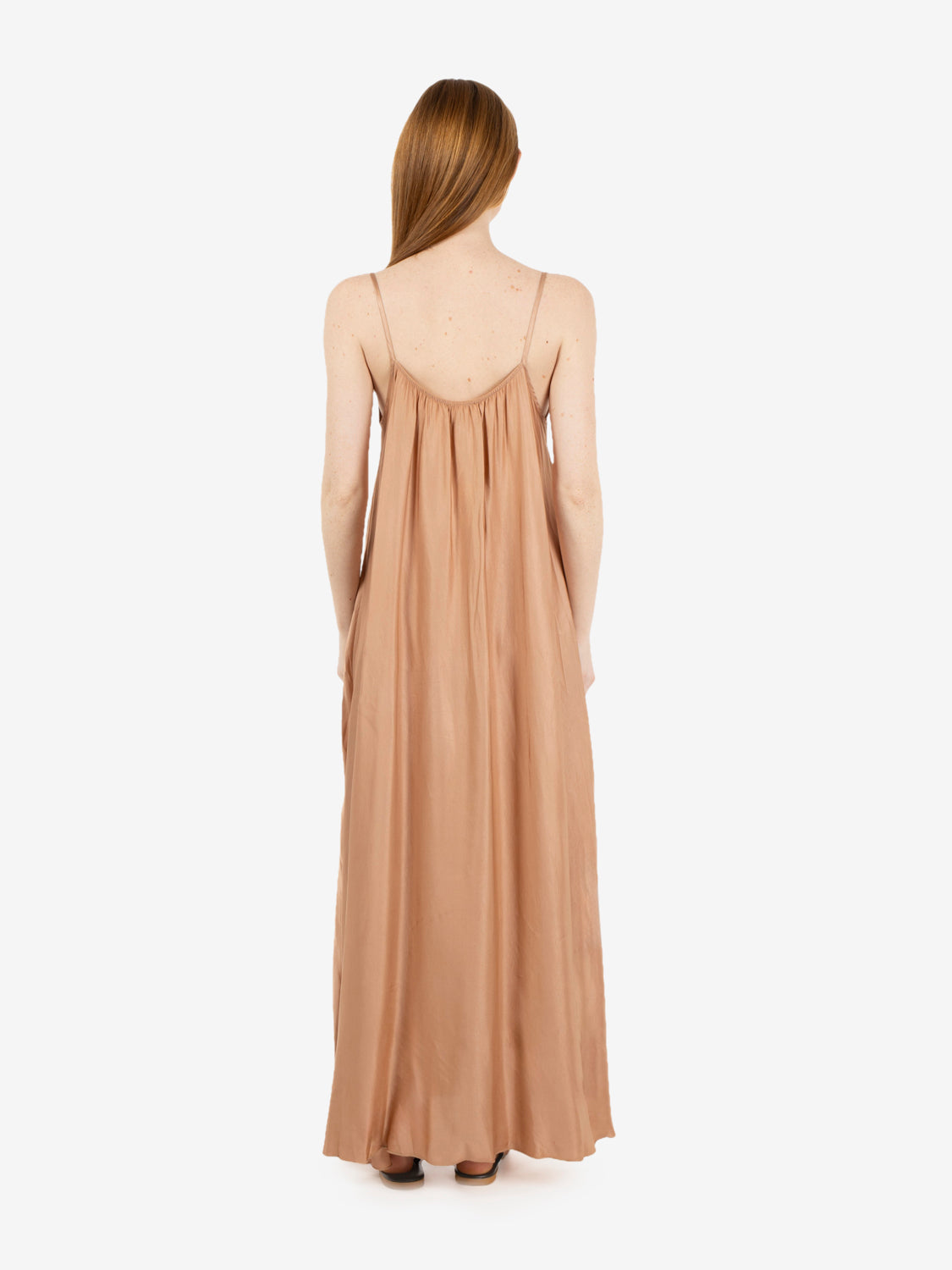 Long blush satin dress