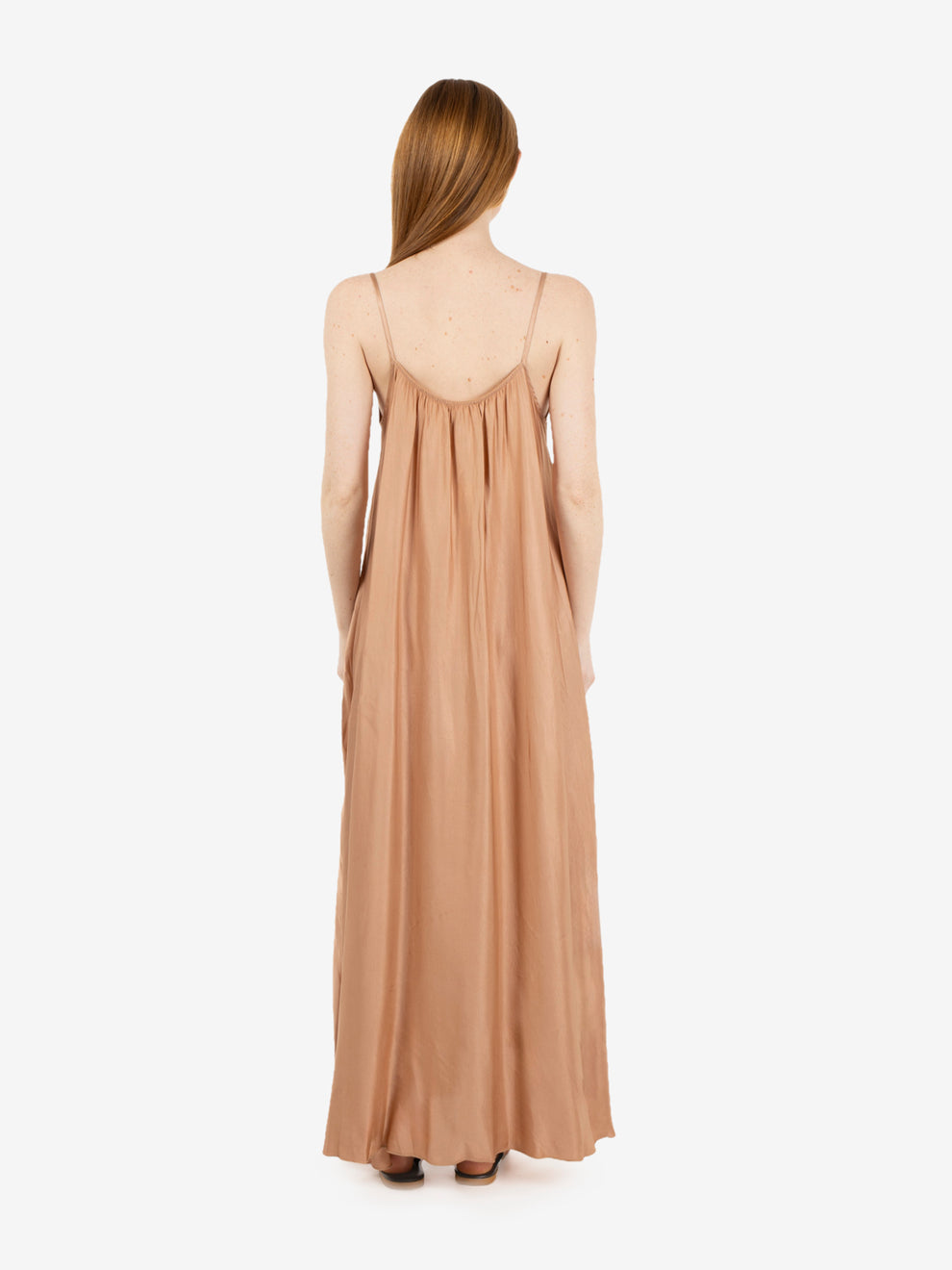 Long blush satin dress
