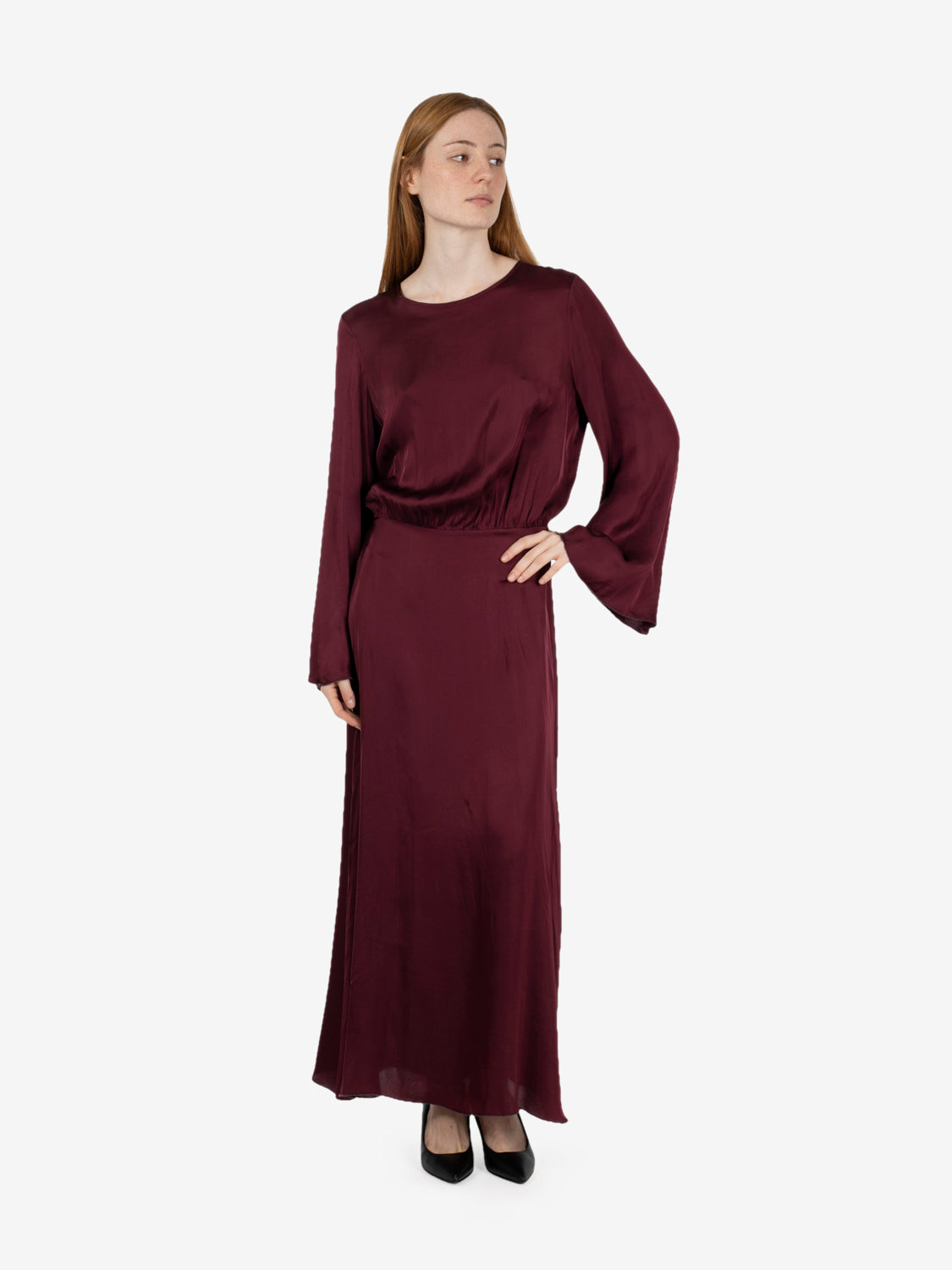 Abito lungo satin bordeaux