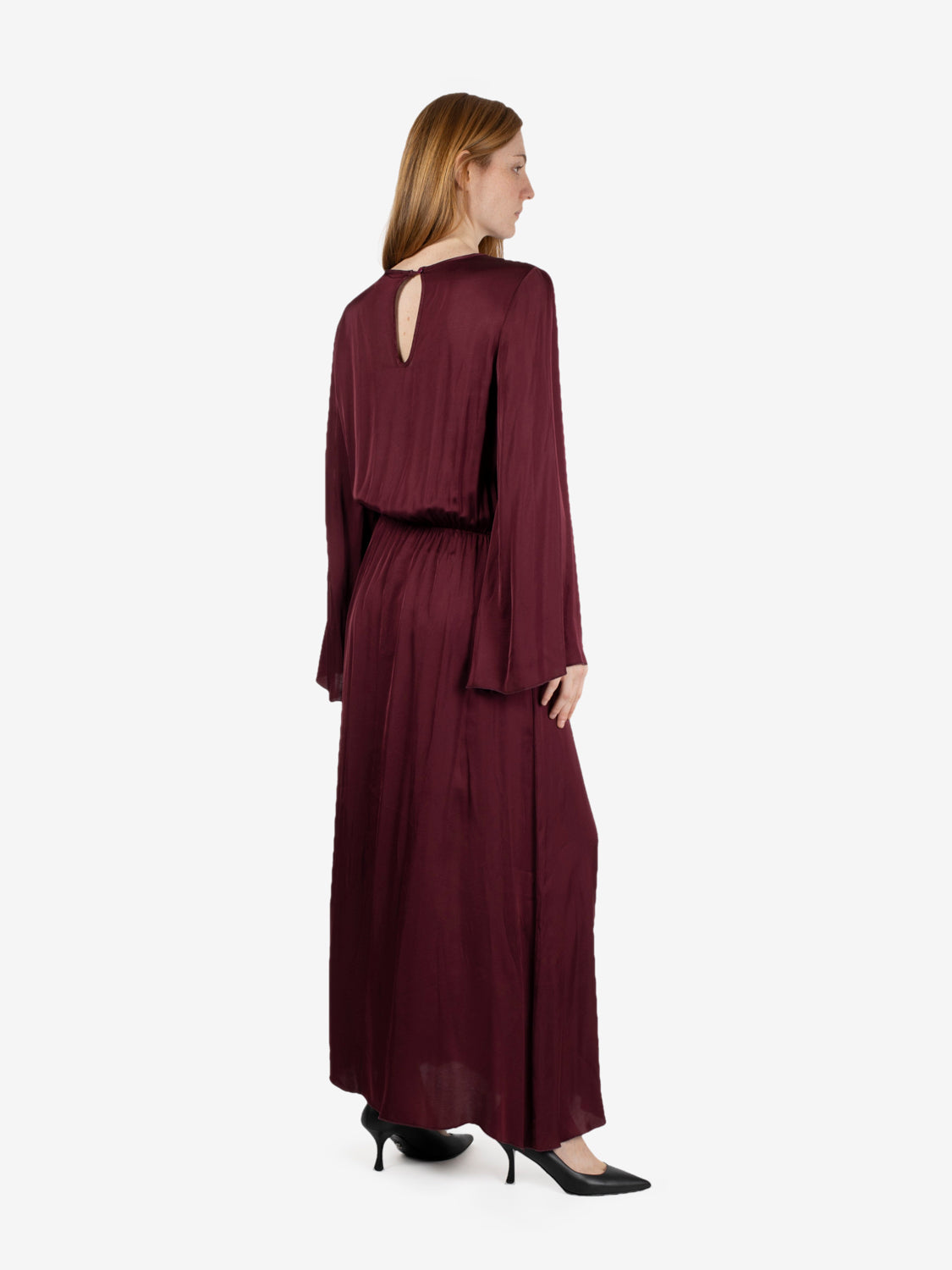 Abito lungo satin bordeaux