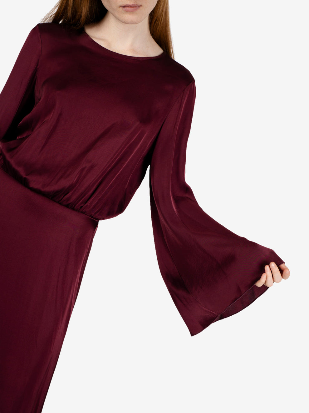 Abito lungo satin bordeaux