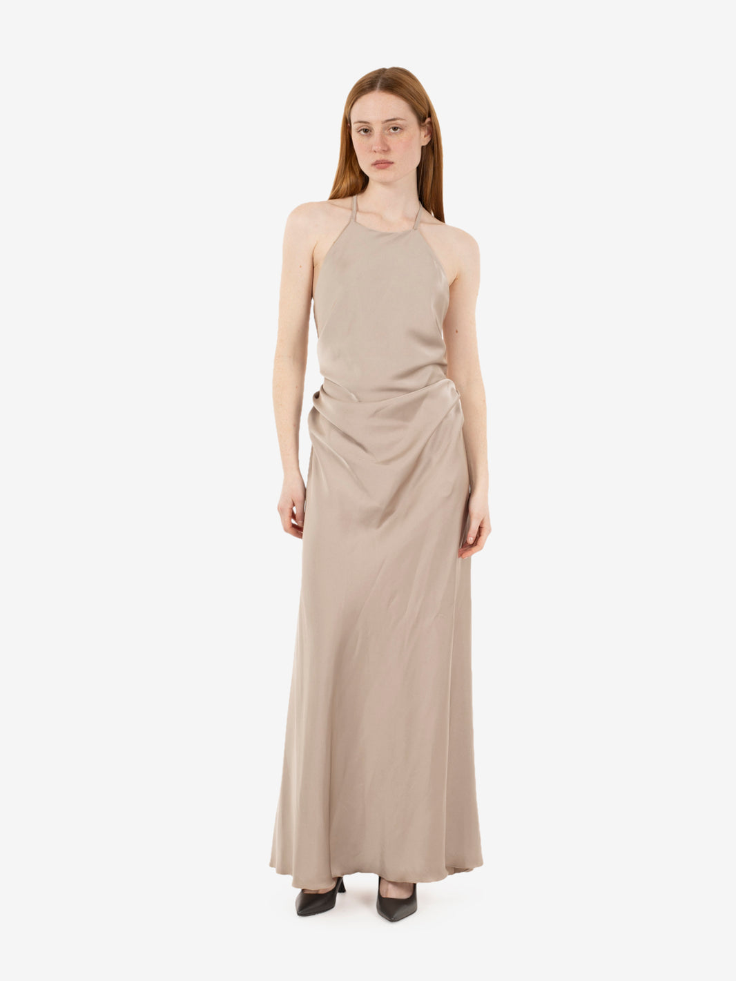 Glazed satin long dress