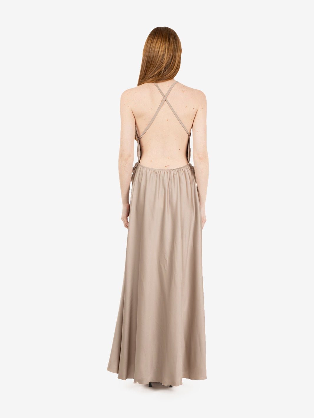 Glazed satin long dress