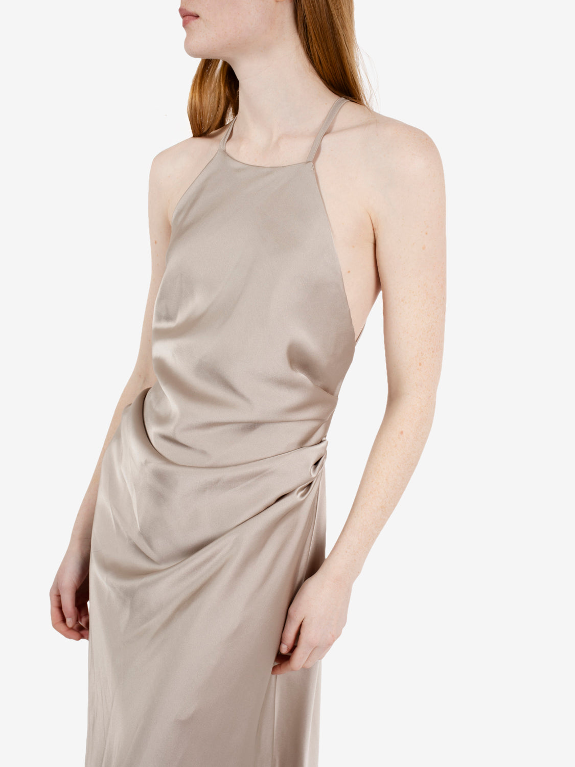 Glazed satin long dress