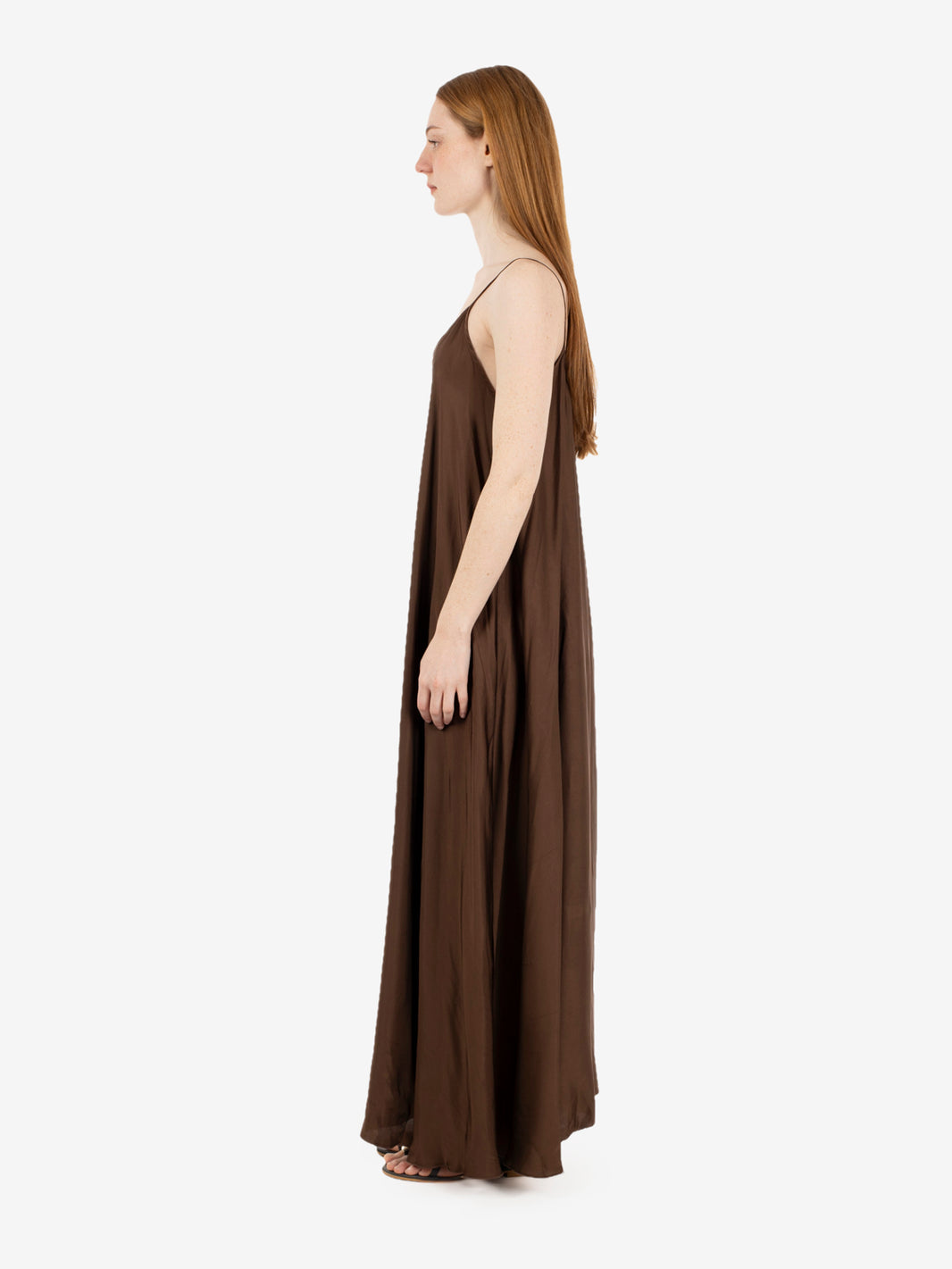 Satin dark brown long dress