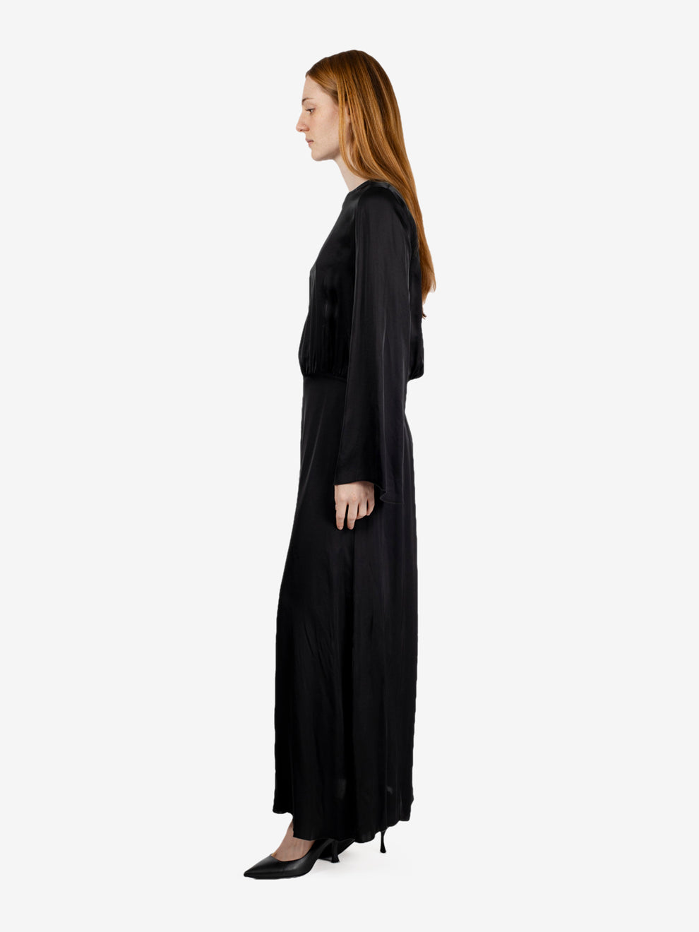 Abito lungo satin nero