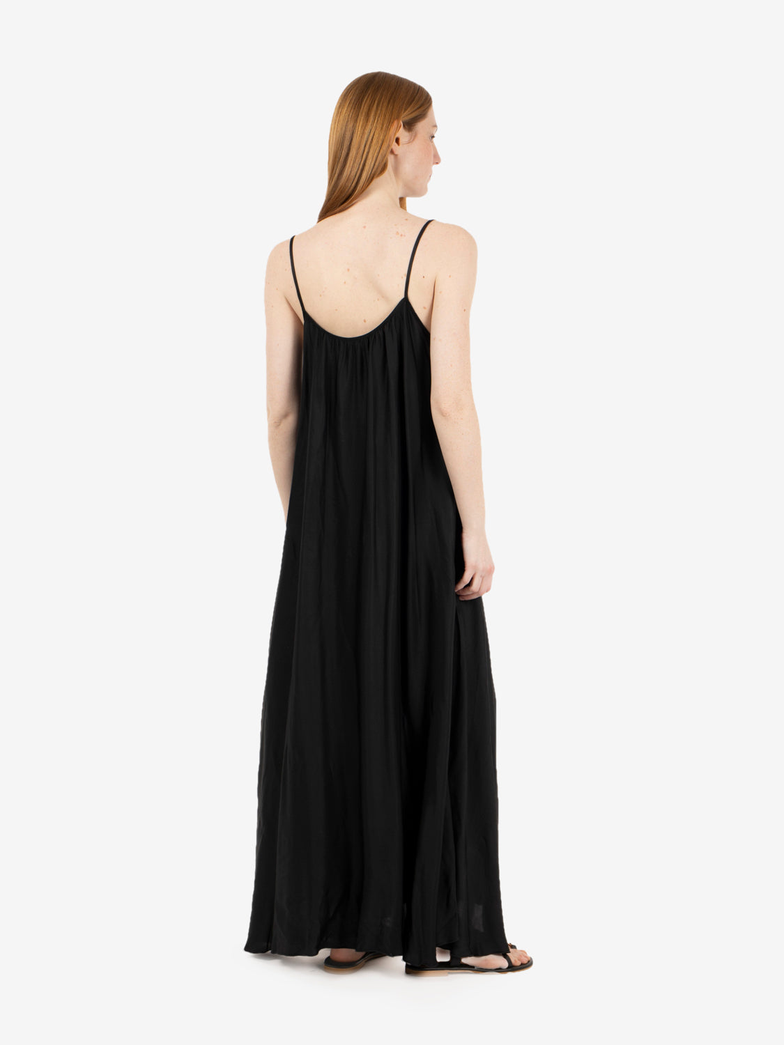 Long black satin dress