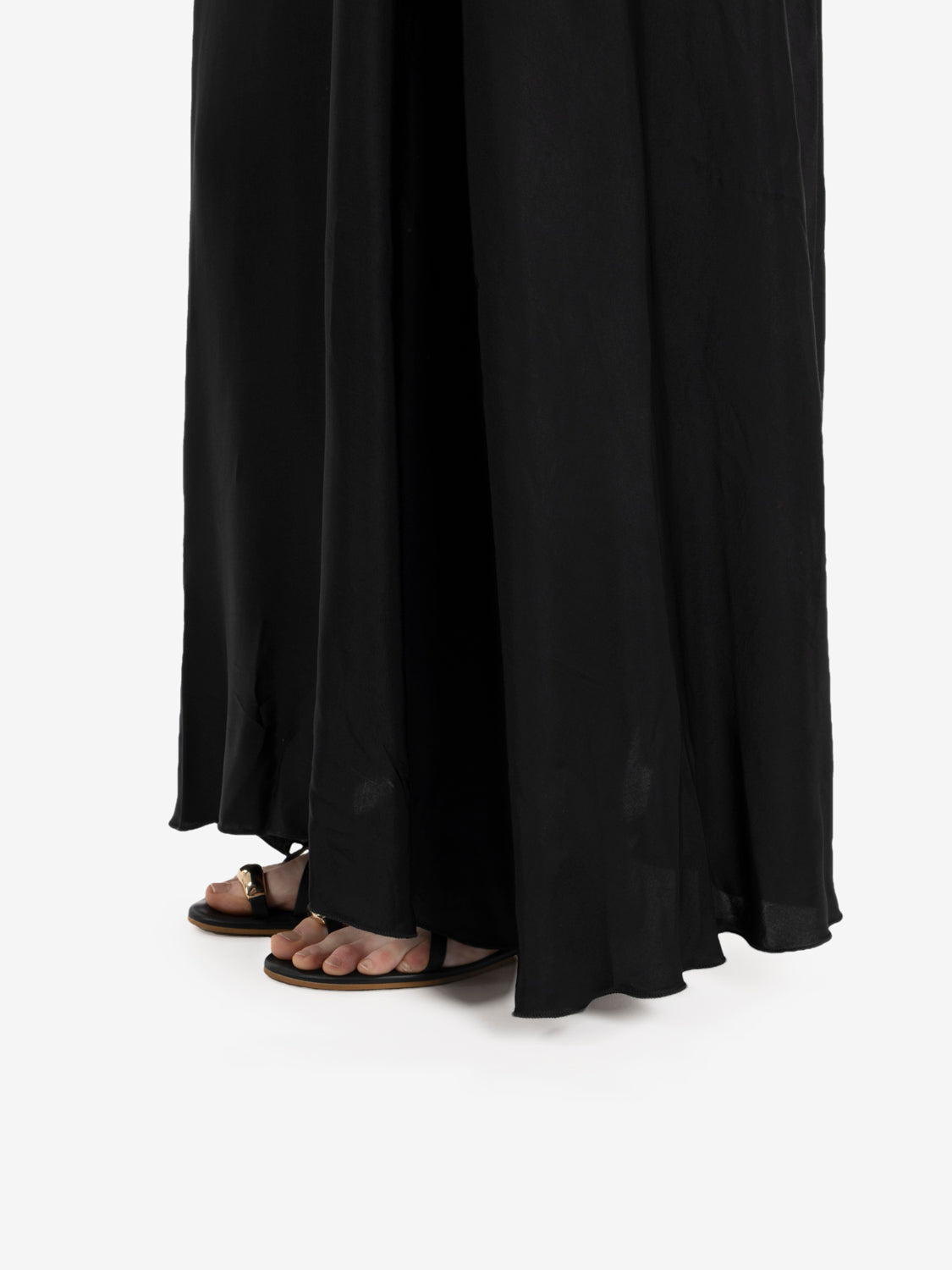 Long black satin dress