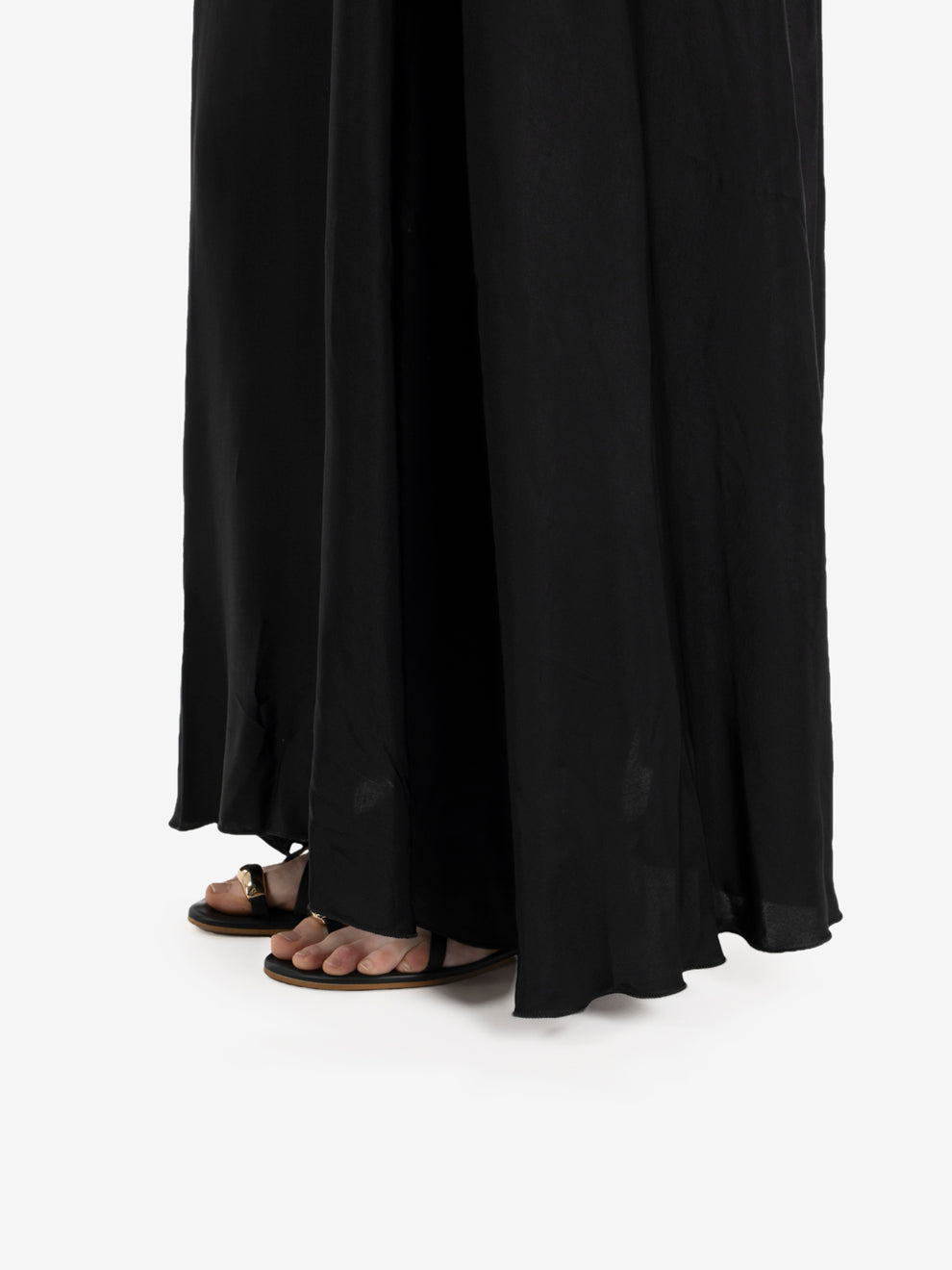 Long black satin dress