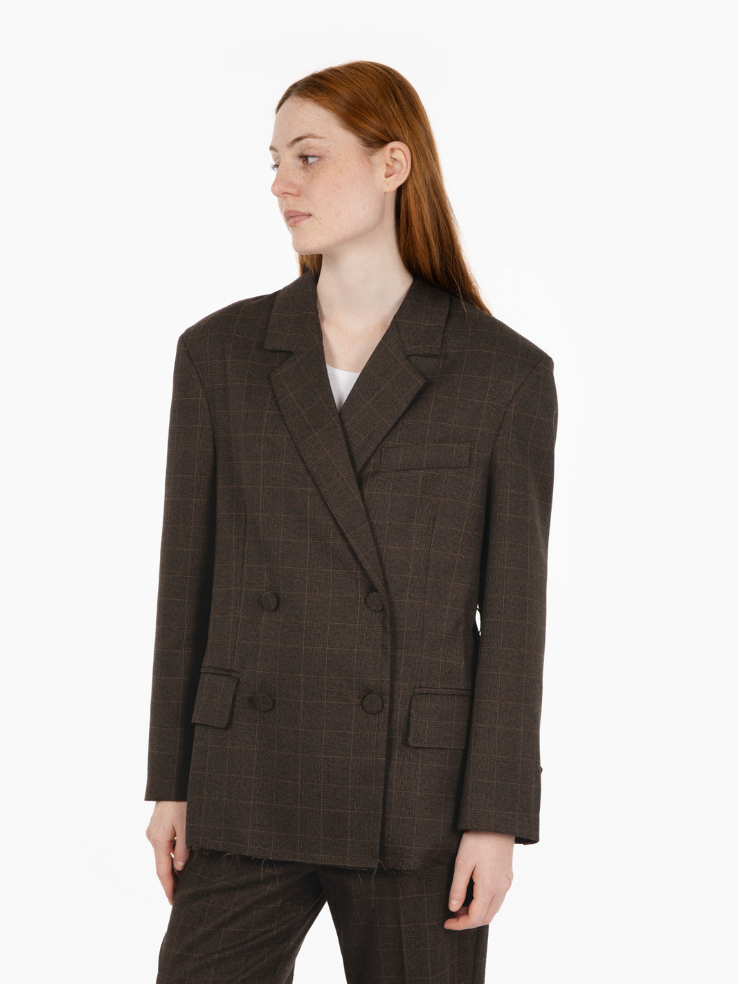 Blazer check con cintura moro