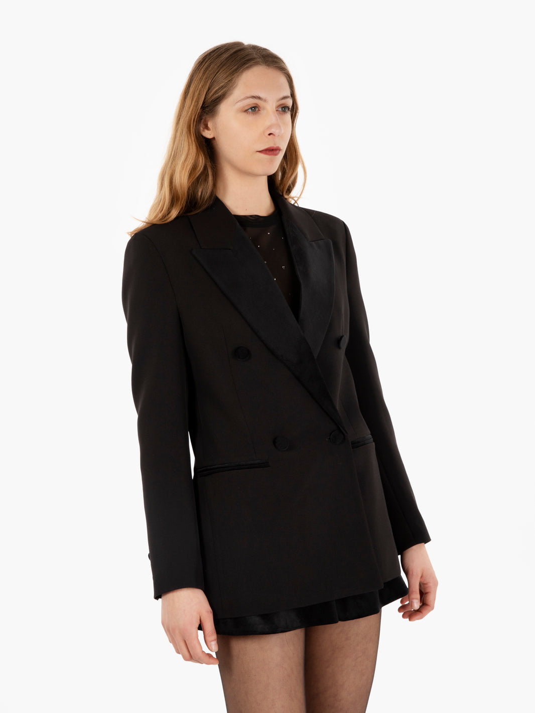 Blazer con dettagli in velluto nero