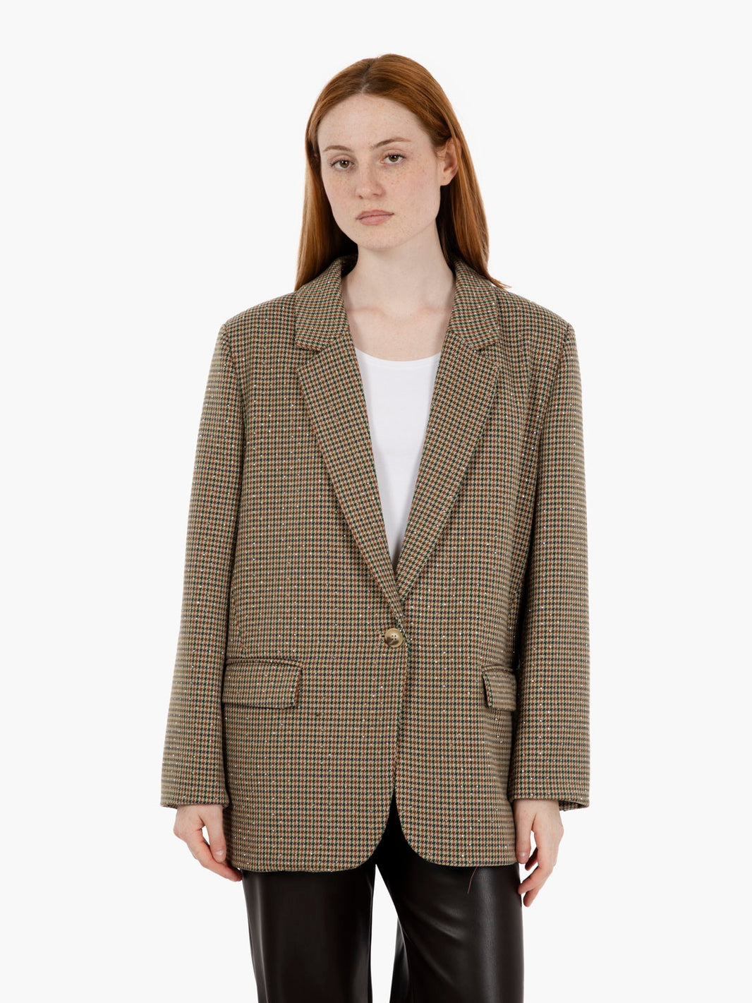 Blazer con strass pied de poule multicolor