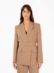 VICOLO - Blazer doppiopetto con cintura beige