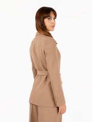 VICOLO - Blazer doppiopetto con cintura beige