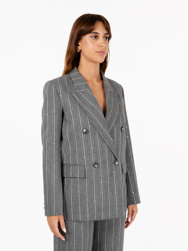 VICOLO - Blazer gessato con glitter grigia