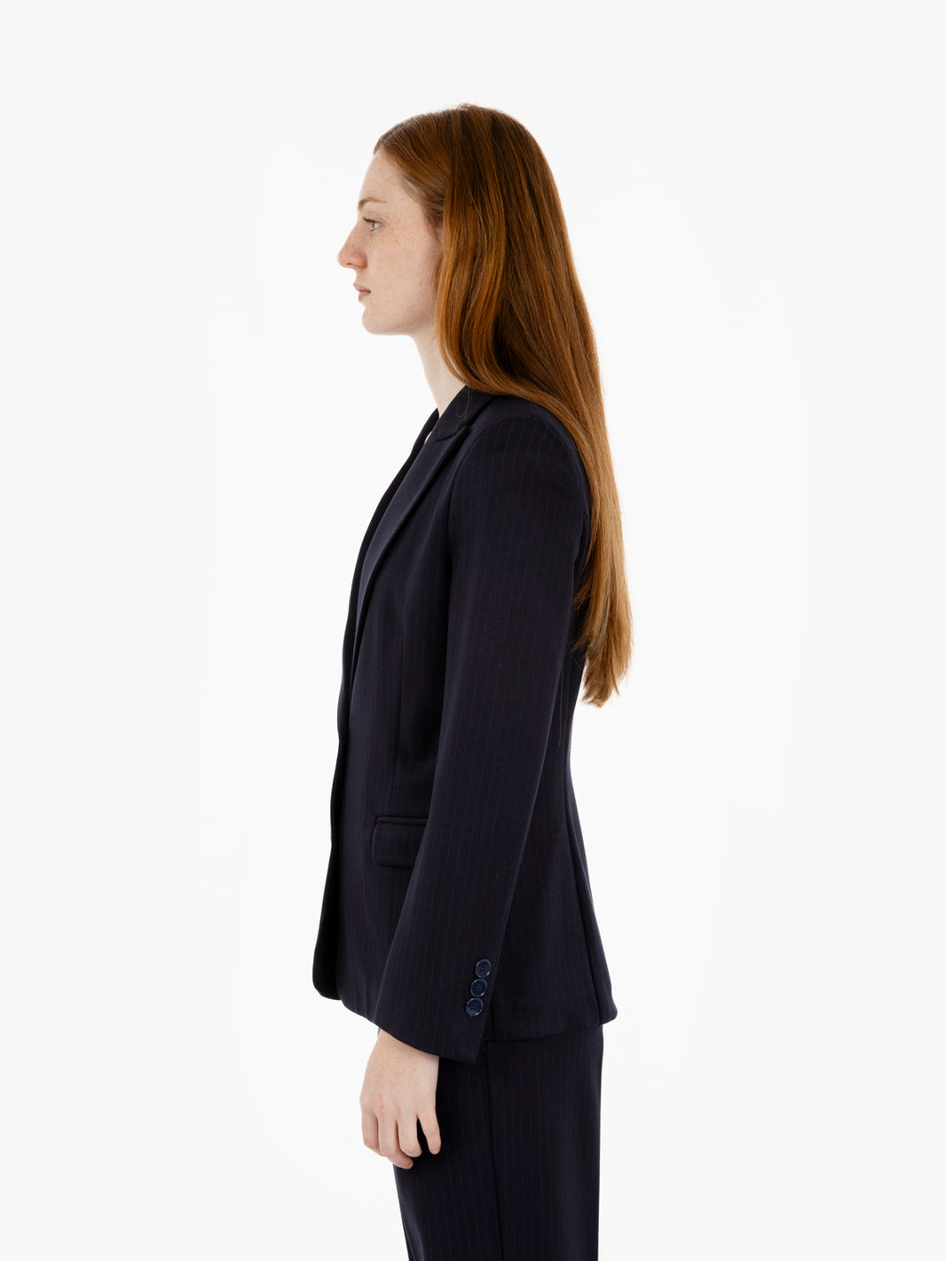 Blue pinstripe single-breasted blazer