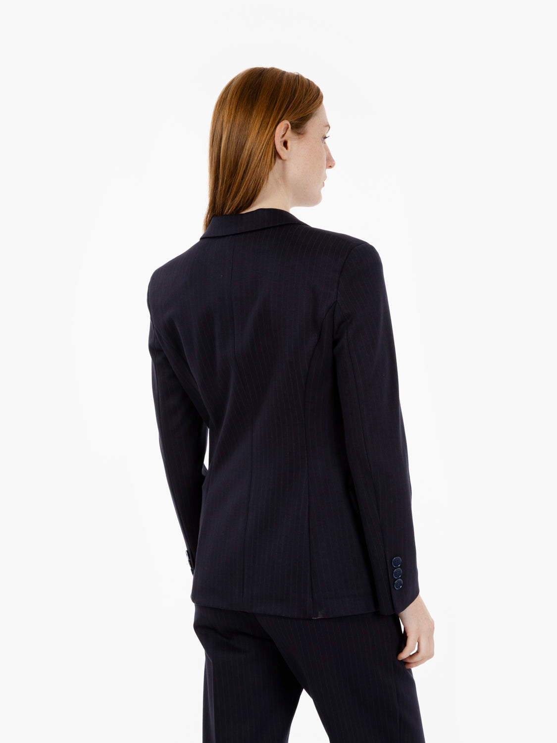 Blue pinstripe single-breasted blazer
