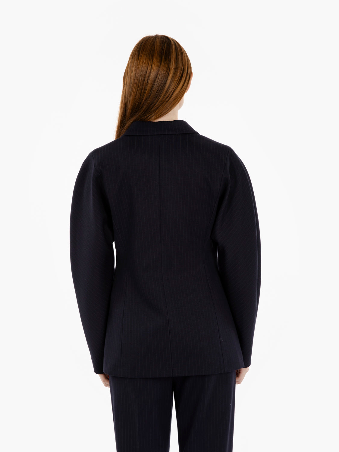 Blue pinstriped single-breasted blazer