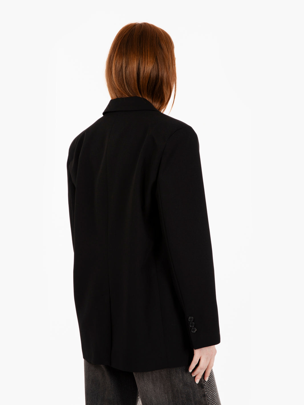 Blazer over con spilla nero