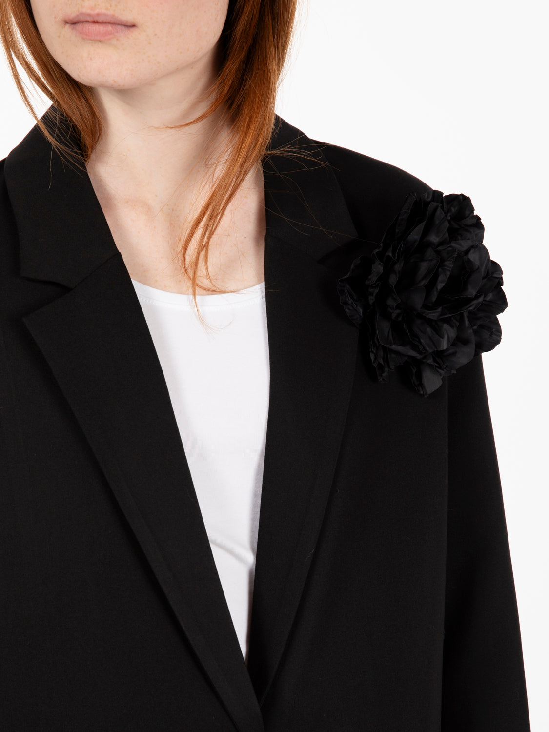 Blazer over con spilla nero