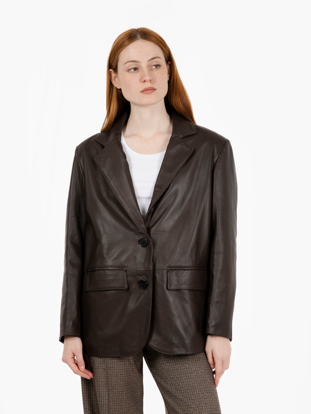 Blazer over in pelle moro